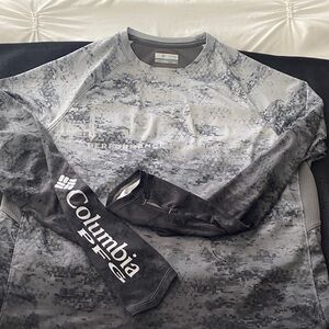 Columbia PFG Men's Gray Digital Camo Long-Sleeve Performance Shirt Size L/G
